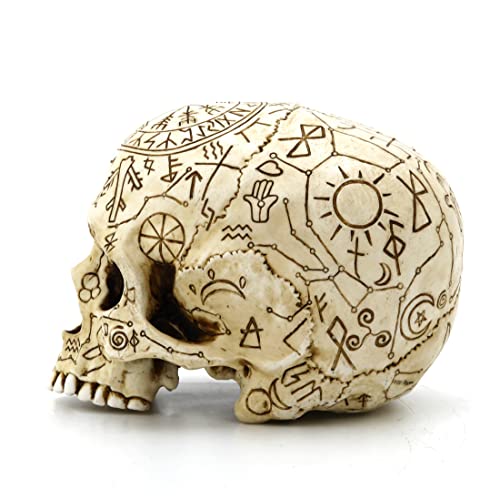 Veronese Design 5 1/4" Mystic Sigils Ritual Skull Resin Sculpture Hand Painted Realistic Finish