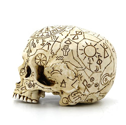 Veronese Design 5 1/4" Mystic Sigils Ritual Skull Resin Sculpture Hand Painted Realistic Finish