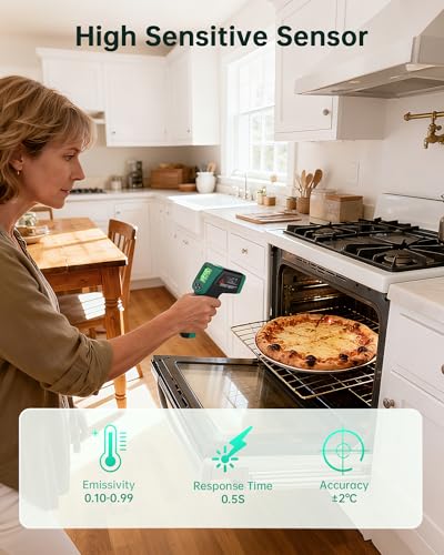 ERICKHILL Infrared Thermometer Gun, Dual Mode IR Laser Thermometer with -50°C~800°C and Meat Probe (-50°C~300°C), Non-Contact Digital Thermometer for Cooking, BBQ, and Industrial Use - color: IR Thermometer & Probe