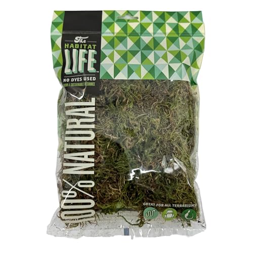 The Habitat Life - Natural Deco Moss - for Reptiles, Amphibians & Invertebrates Terrariums - Humidity Control - Natural Look & Feel - Soft Surface - Dye-Free & Safe - Small - 1 Pack - size: Small, style: Deco Moss