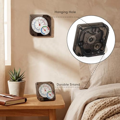 Kathfly 6 Pcs Indoor Thermometer and Humidity Gauge Indoor Mini Thermometer Hygrometer Temperature Humidity Meter Temperature and Monitor with Pointers for Home, Kitchen, Planting Room (White,Black) - size: White,Black