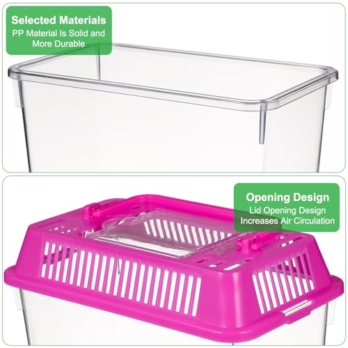 MAGICLULU Portable Fish Tank 4-Pack Handheld Aquarium 5.90X4.33X3.74In Transparent Turtle Box Plastic Breeding Case with Handle for Small Fish and Reptiles