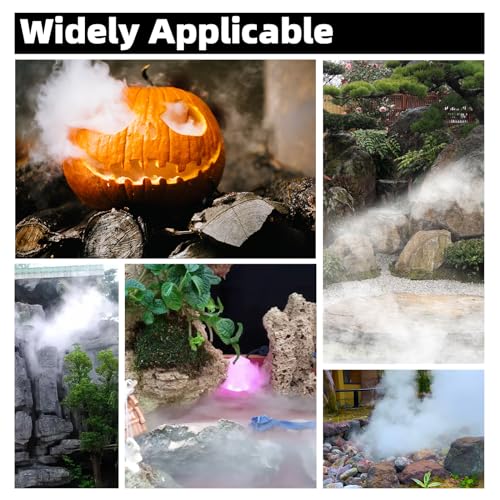 TEPU Mist Maker 12 Head Ultrasonic Pond Fogger, 9000ml/H 400W, ultrasonic fogger with Float IP67 Waterproof Power Supply for Halloween Decoration Rockery Fishtank Landscape