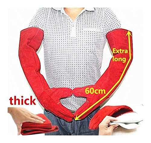 24IN Long Leather Anti-bite Safety Gloves For Catch Dog,cat,reptile,snake,animal Anti Pets Grasping Biting Protective