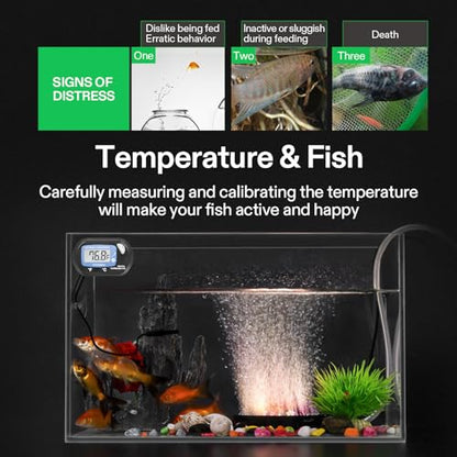 VIVOSUN 4-Pack LCD Digital Aquarium Thermometer Fish Tank Water Terrarium Temperature with Suction Cup for Turtle