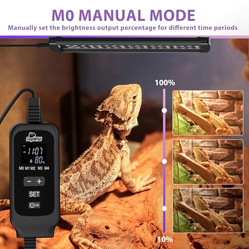 9W LED UVB Light for Reptiles, 7,000 Hrs Lifespan Full Visible Spectrum Lighting, UVB & UVA Reptile Light Fixture with Dimming Controller, UVB Light Bar for Bearded Dragons, Snakes, Turtles, Gecko - size: 10 INCH