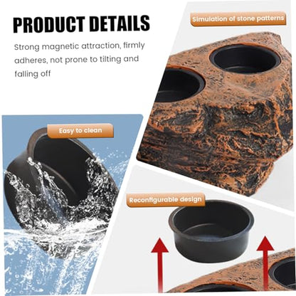 Magnetic Hanging Gecko Feeding Ledge Reptile Food Dish with 2 Feeding Bowls for Bearded Dragon Snake Lizard
