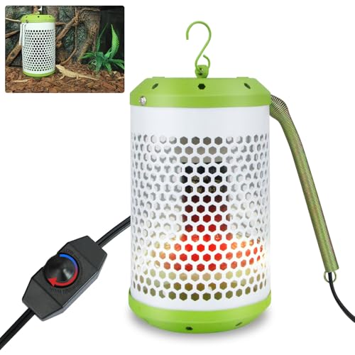Reptile Heat Lamp with Guard, Ceramic Heat Lamp Bulb with Anti-Scald Lampshade, Adjustable Reptile Ceramic Heat Lamp from 0-100W, for Turtle, Snakes, Lizards, Frogs, Bird, No Light Only Heat (Big) - size: Big