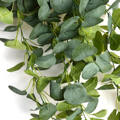 2pcs Artificial Hanging Plants Fake Eucalyptus Hanging Plant Artificial Greenery Vine Outdoor Plastic Plants (2, Green)