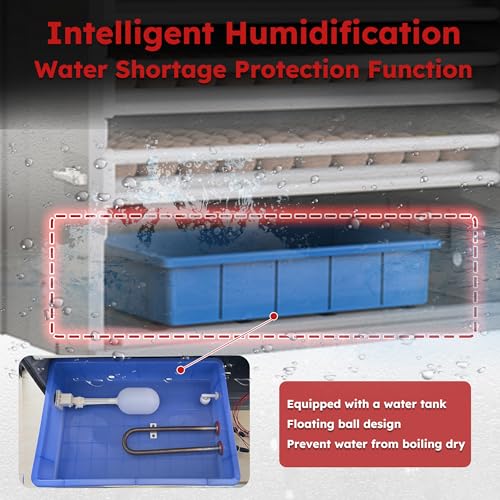Commercial Digital Egg Incubator, 400-Egg Capacity, 360° Auto-Turning System with Digital Control, Red and Gray Cabinet, Temperature and Humidity Monitoring