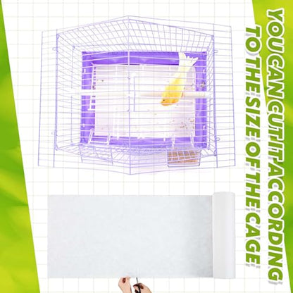 Drydiet 100 ft x 11 Inch Bird Cage Liner Disposable Cages Cushion Pad Mat Precut Absorbent Bird Cage Paper Large Parakeet Cage Liners Accessories for Pet Animal Bird Parrot (White) - size: 100 ft x 11 Inch