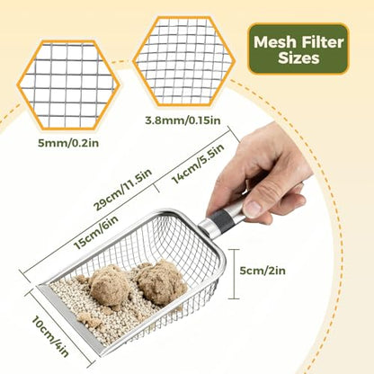Chicken Poop Scooper, 2 Pack Chicken Coop Scoop Scoop Shovel Stainless Steel Metal Chicken Coop Cleaning Tool for Poop, Chicken Supplies, Cat Dog Rabbit Supplies(3.8mm+5.0mm) | Atiansen 2 Pack Stainless Steel Metal Chicken Poop Scooper (3.8mm+5.0mm)