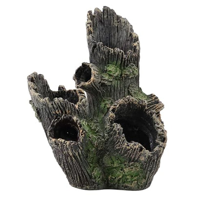 Aquarium Driftwood Decoration Artificial Resin Tree Trunk for Fish Tank Ornaments, Terrarium Vivarium Reptile Cave Hide Aquatic Decoration (ST-004A) - size: ST-004A