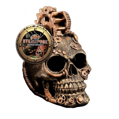 Zoo Med Steampunk Skull Ornament, Non-Toxic Resin, Hand-Painted, Aquarium and Terrarium Decoration