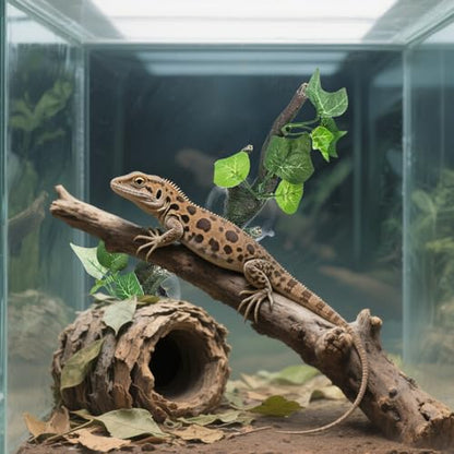 Reptile Corner Climbing Branch - 3D Terrarium Plant with Dual Suction Cups, Natural Habitat Decor for Bearded Dragon, Gecko, Snake & Lizard Tanks