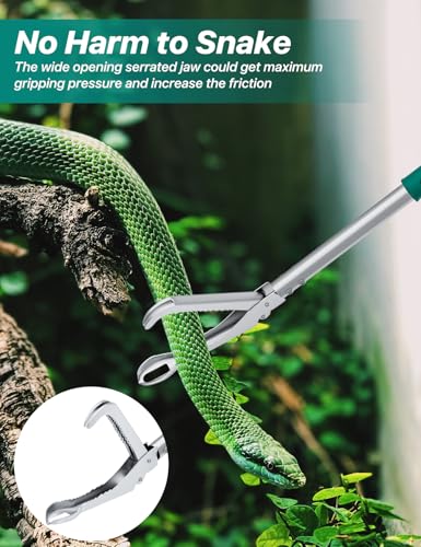 90" Snake Grabber Tool – Heavy Duty Locking Reptile Tongs for Rattlesnakes, Long Reach Folding Snake Catcher for Outdoor, Garden, and Emergency Use - size: 90 Inch