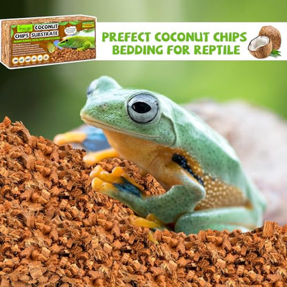 Legigo 4 Pack Coconut Chip Substrate for Reptiles, Natural Coco Husk Chip Reptiles Bedding, Compressed Coconut Chip Substrate for Snake, Tortoise, Ball Python, Gecko, Lizard Terrarium Tanks - color: 4 Pack