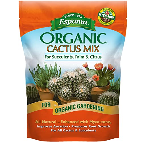 Espoma Organic Cactus Potting Soil Mix, Natural & Organic Soil for Cactus, Succulent, Palm, and Citrus grown in containers both indoors and outdoors, 4 qt, Pack of 2 - size: 4 Quart