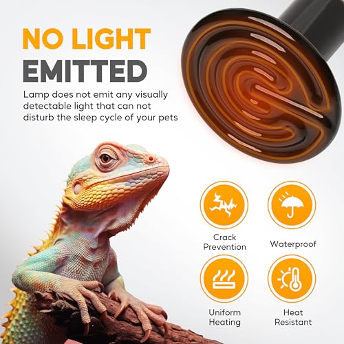 HealSmart 100W Reptile Heat Lamp Ceramic Heat Emitter, No Light Emitting Heat Bulbs, Suitable for Snake/Lizard/Spider, Plant Growth and Incubating Chicken, 2-Pack - color: 2 Pcs (Black), size: 100 Watts New