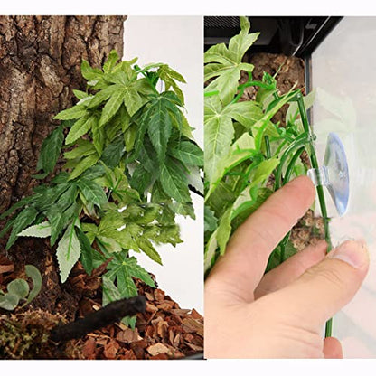 Reptiles Artificial Vine Plastic Fake Hanging Leaves Green Simulation Plant Reptile Terrarium Habitat Decor Aquarium Fish Ornament with a Sucker - size: 30cm