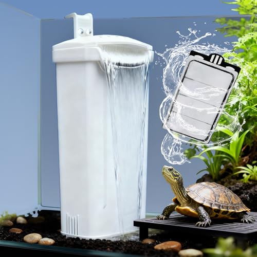 Small Aquarium Filter, Fish Tank Filter, Turtle Tank Filter,Ultra Silent 3.5W Low-Water Reptile Waterfall Filter for 1-15 Gallon (White Filter) - size: 1 Pack (White Filter)