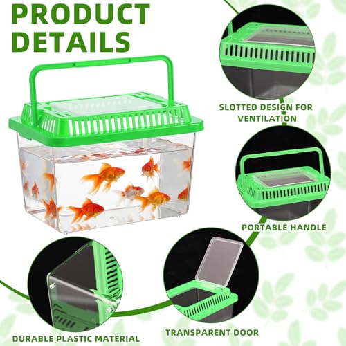 LemonRoad 25 Pcs Plastic Reptile Terrariums Carrier Cage Enclosure Snake Breeding Box Hatching Container Transparent Fish Tank with Ventilated Lid for Tarantula Spider Turtle Lizard (5.1x3.5x3.5 Inch)