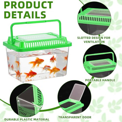 LemonRoad 25 Pcs Plastic Reptile Terrariums Carrier Cage Enclosure Snake Breeding Box Hatching Container Transparent Fish Tank with Ventilated Lid for Tarantula Spider Turtle Lizard (5.1x3.5x3.5 Inch)