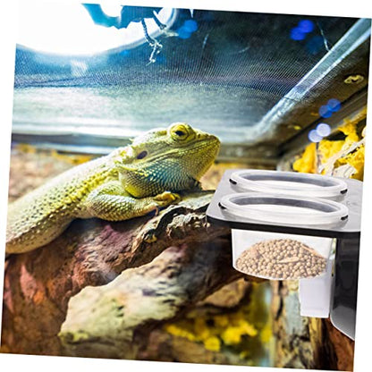 1Set Reptile Feeding Ledge with Suction Cup Reptile Feeder for Gecko Water Bowl Compact Durable Feeding Dish for Terrarium for Crested Gecko Leopard Gecko