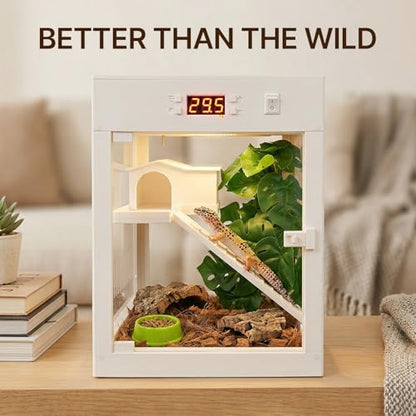 Lizard Habitat Terrarium,Reptile Enclosure, Crested Gecko Tank, Suitable for Any Pets Requiring Temperature-Controlled Climate, Ecological Breeding Tank, No Assembly Required, 9" x 9" x 12"