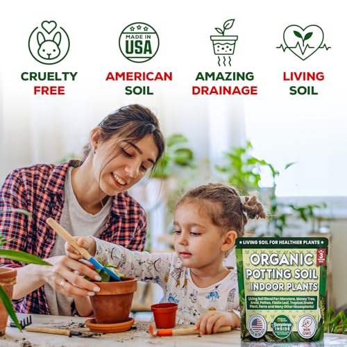 Organic Potting Soil for Indoor Plants. Boost House Plant Growth for Monstera, Fiddle Leaf, Money Tree, Pothos, Snake Plant, Aroid, Flowers, Herbs, Veggies, & More, Smart Grower 3 LB Ready to Plant
