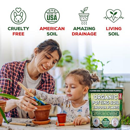 Organic Potting Soil for Indoor Plants. Boost House Plant Growth for Monstera, Fiddle Leaf, Money Tree, Pothos, Snake Plant, Aroid, Flowers, Herbs, Veggies, & More, Smart Grower 3 LB Ready to Plant