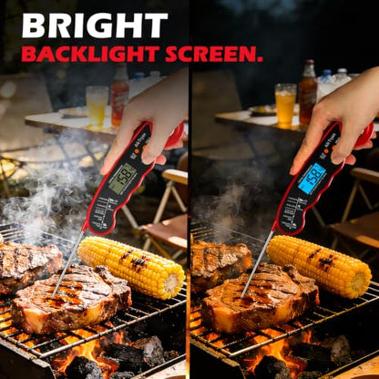 Digital Instant Read Meat Thermometer Kitchen Cooking Food Candy Thermometer for Oil Deep Fry BBQ Grill Smoker Thermometer by AikTryee - color: Red-SR807