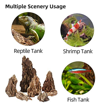 LANDEN Natural Dragon Stones (16lbs, 2~8 inches,7-8pcs) for Aquascaping Terrariums, Paludariums,Vivariums, Reptile and Amphibian Enclosures - size: 01 Dragon(Ohko) Stone(2-8inch,16lbs)