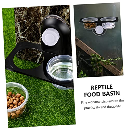 COLLBATH 2Pcs Reptile Food Bowl with Suction Cup Wall Hanging Feeder for Lizards and Geckos Durable Feeding Supplies with Strong Suction for Stable Use Tanks