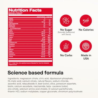KEY NUTRIENTS Multivitamin Electrolytes Powder No Sugar - Sweet Cherry Pom Electrolyte Powder - Endurance & Energy Supplement - Hydration Powder - No Calories - 90 Servings - Made in USA