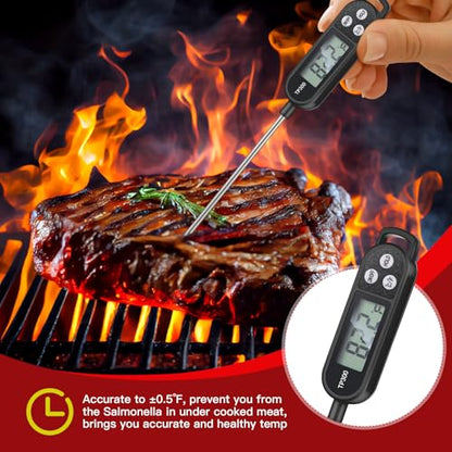 Copkim 6 Pcs Meat Food Thermometer Food with Probe Water Liquid Instant Read Digital Thermometer Kitchen Cooking Supplies for Cooking BBQ Milk Yogurt (Red,Black) - color: Red, Black