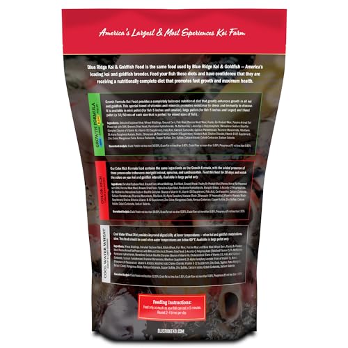 Blue Ridge Koi Fish Food 2lb - Koi Food Large 3/16" Growth Formula, Goldfish Food, Premium Fish Food for Ponds, Ponds Fish Food, Floating Pond Pellets - size: 2 Pound (Pack of 1)