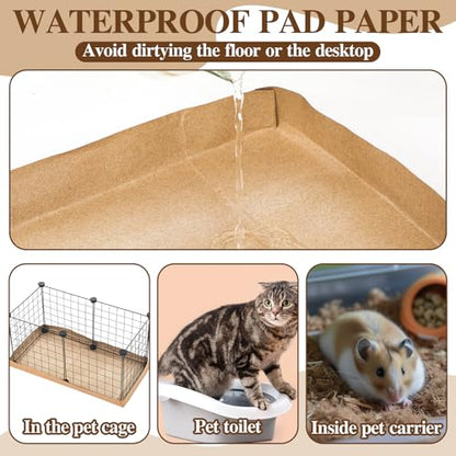 AmazingSpark 12 Pcs 49.2" x 25.6" Disposable Guinea Pig Cage Liners 4 x 2 ft Cage Disposable Bottom Waterproof Kraft Paper Liner Bag for Guinea Pigs Bedding Small Animal Pet Supplies