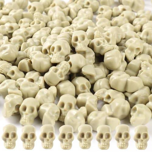 OZIO 150 Mini Plastic Skull Heads - Halloween Miniature Figurines Skulls Heads Ornaments for DIY Crafts, Home Prank Props, Party Favors