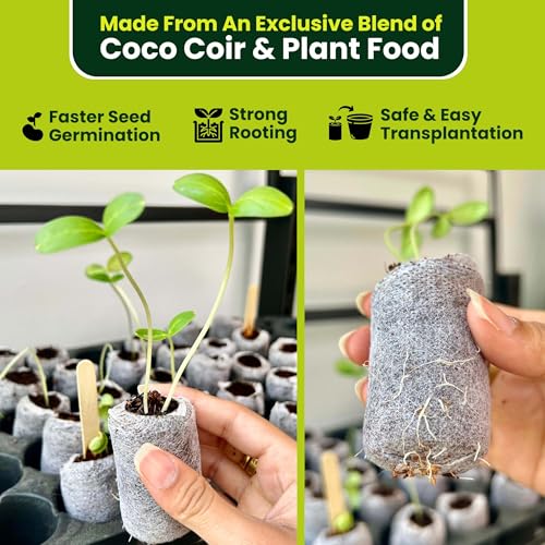 Gro-Med Organic Coco Coir Seed Starter Pellets NPK Enriched 100 Pcs, 35mm Perfect to Grow Herbs, Vegetables, Flowers Seedling, Compressed Coconut Coir Soil Plugs for Seed Germination - OMRI - size: 100 Pack - NPK Enriched Seed Starter Pellets