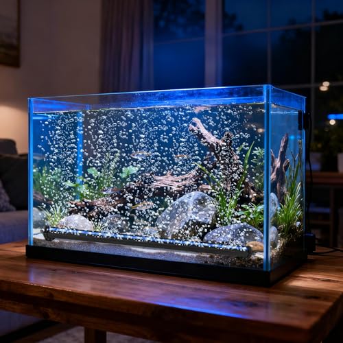Submersible Aquarium Light, Fish Tank Light with Air Bubble Hole, RGB Color Changing Brightness Adjustable IP68 Waterproof Remote Control LED Light for Aquarium Fish Tank 20 inch - size: 20 inch Air Bubble Hole