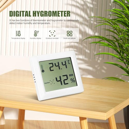 2 Pcs Digital Hygrometers with LCD Large Screen Display, Abs Material Indoor Humidity and Temperature Gauge for Daily Life Use, Compact Design Suitable for Pets, Babies,