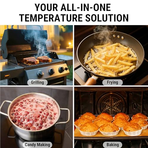 TempPro Lightning 1 Sec Instant Read Meat Thermometer, Kitchen Food Thermometer with 180° Rotating Display, IP67 Waterproof Cooking Thermometers for Deep Fry Smoker Grill BBQ(Previously ThermoPro) - color: Black