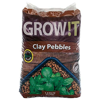 GROW!T GMC40l - 4mm-16mm Clay Pebbles, Brown, (40 Liter Bag) - Made from 100% Natural Clay, Can be used for Drainage, Decoration, Aquaponics, Hydroponics and Other Gardening Essentials - size: 40 Liter Bag