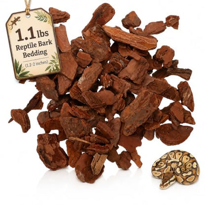 NUOBESTY Reptile Bark Bedding, Pine Bark Terrarium Substrate 3-5 cm | Polished pine bark chips for turtle, lizard and reptile tank decor; natural-looking enclosure floor bedding, approx. 500 g