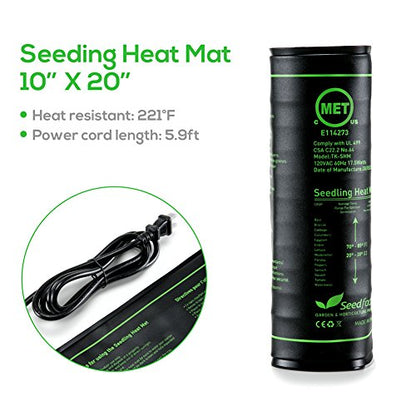 MET Certified Seedling Heat Mat, Seedfactor Waterproof Durable Germination Station Heat Mat, Warm Hydroponic Heating Pad for Indoor Home Gardening Seed Starter(10" x 20") - size: 1 Pack-10" X 20"