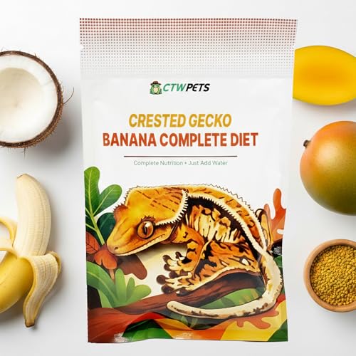 CTWPets Crested Gecko Banana Complete Diet – Premium Fruit & Protein Powder Food, Just Add Water, Complete Nutrition for Crested Geckos & Fruit-Eating Reptiles – Includes Feeding Spoon, 3 oz (3oz)