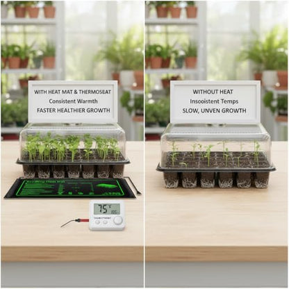 2 Pack Seedling Heat Mat with Thermostat Controller & Timer for Plants Seed Starting, Temp-Adjustable Waterproof 10"x 20" Warming Mat for Seed Germination, Indoor Growing, Hydroponic, Greenhouse - size: 10×20"-2P--Adjustable