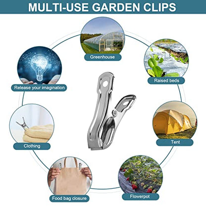 40 PCS Garden Clips, Heavy Duty Stainless Steel Greenhouse Clamps, Greenhouse Clips for Netting, Have a Strong Grip to Hold Down The Shade Cloth or Plant Cover on Garden Hoops or Greenhouse Hoops - style: 2inch-40pcs