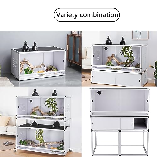 Stackable PVC Reptile Enclosure 40''x16''x16'' ToxiRium Space Efficient Large Reptile Tanks 44 Gallons for Bearded Dragon Gecko Lizard Snake, Wide Vivarium with Sliding Doors Lock-2pcs with spacers